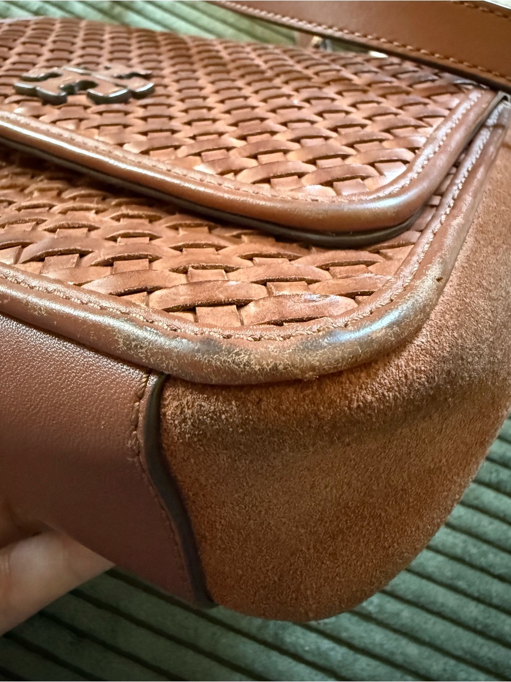 Tory Burch Woven Leather Crossbody Bag in Chestnut Brown | GUC - Picture 14 of 15